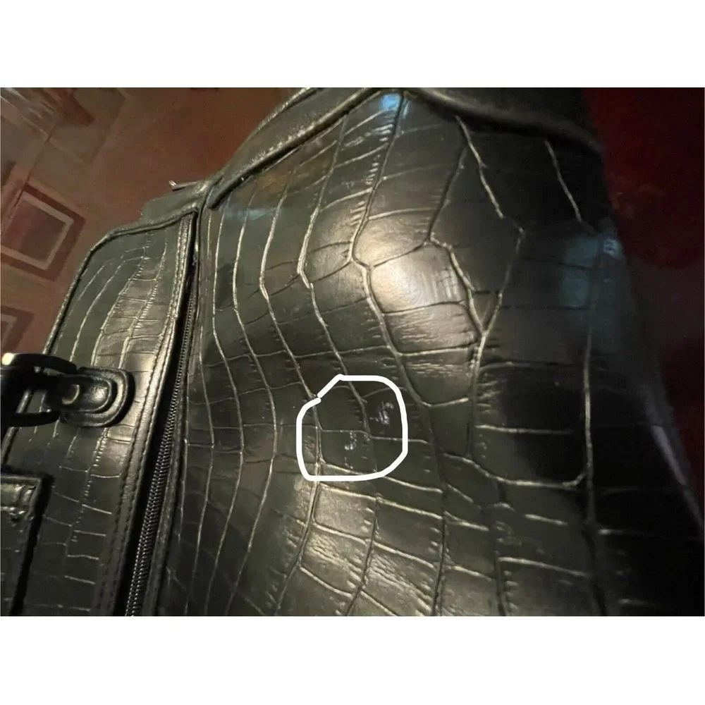 CROFT AND‎ BARROW TOTE BAG LAPTOP BAG PURSE BLACK FAUX LEATHER